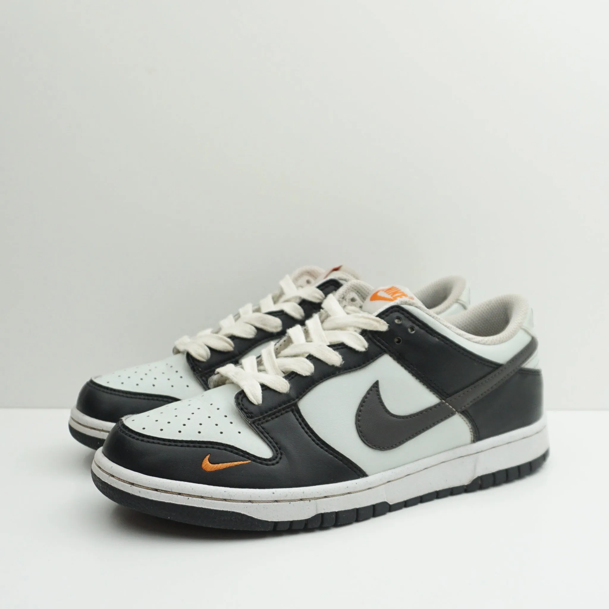 Nike Dunk Low Black Bright Mandarin Mini Swoosh (GS)