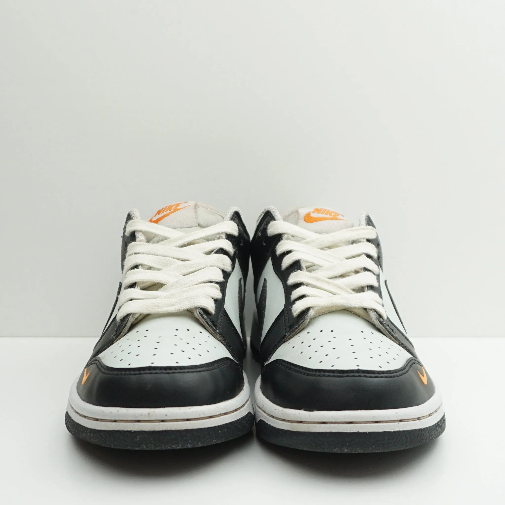 Nike Dunk Low Black Bright Mandarin Mini Swoosh (GS)