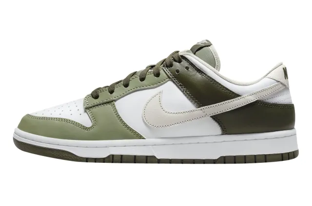 Nike dunk low oil green brand new.  men's.  fn6882-100.  white/light bone-oil green-cargo khaki