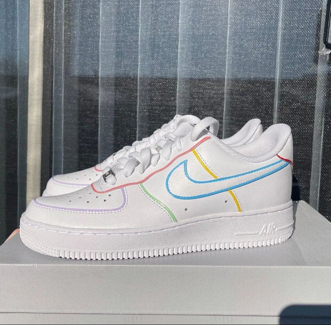 Rainbow Outline Custom Nike Air Force 1