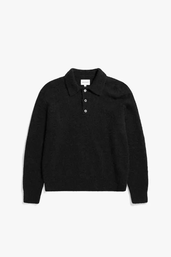 Rasmus Relaxed Brushed Polo - Black