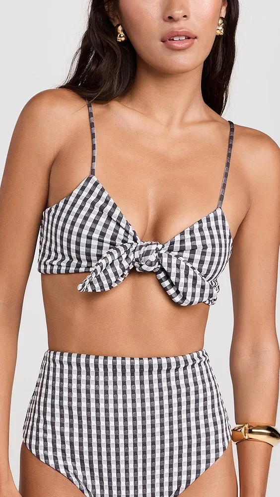 Sea   Pucker Gingham Bikini Top 