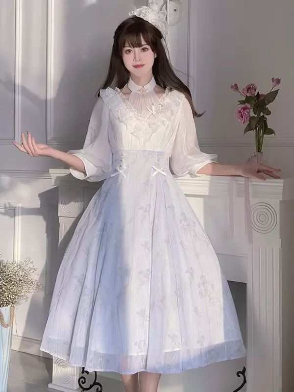 Sweet Lolita Dress Polyester 3/4 Length Sleeves Dress Sweet Lolita Dress