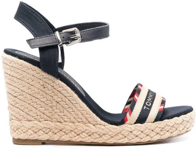 Tommy Hilfiger logo-print detail wedge sandals Blue