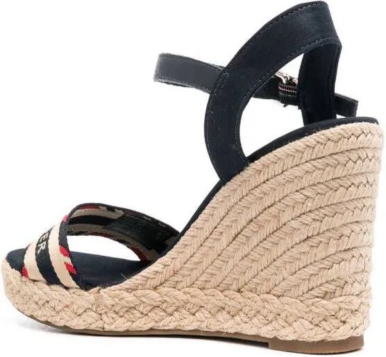 Tommy Hilfiger logo-print detail wedge sandals Blue