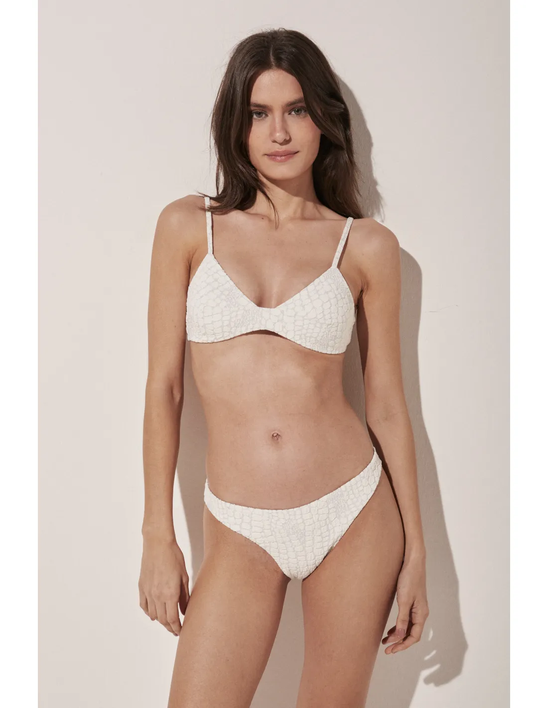 Top Bikini Fina Textura Marinha