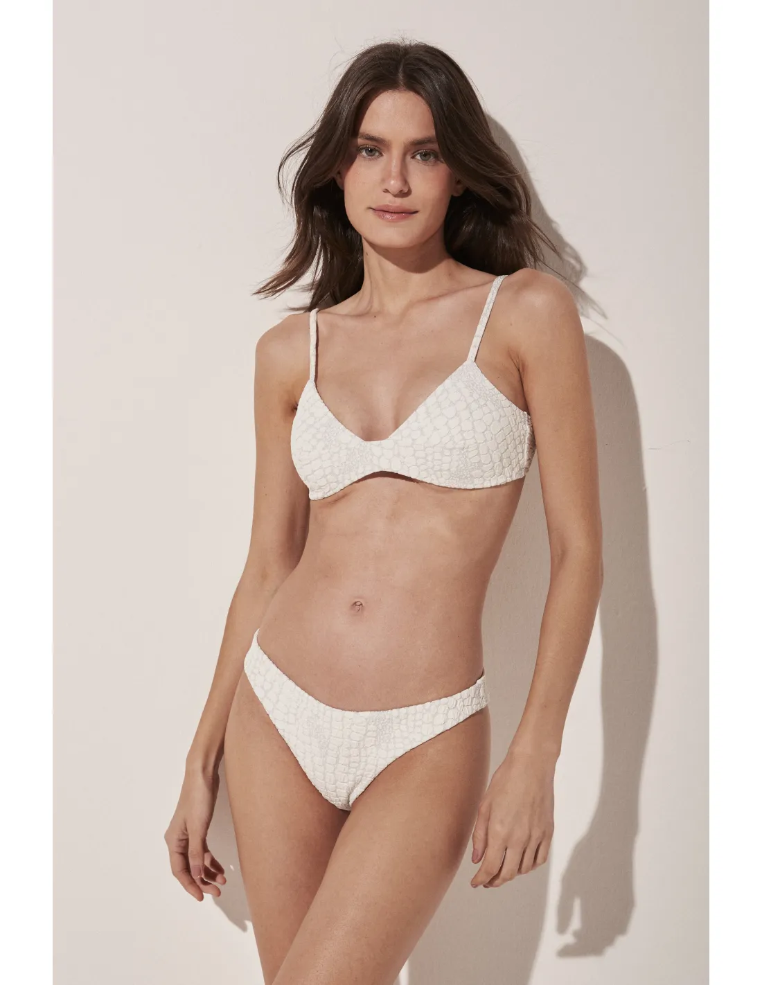 Top Bikini Fina Textura Marinha