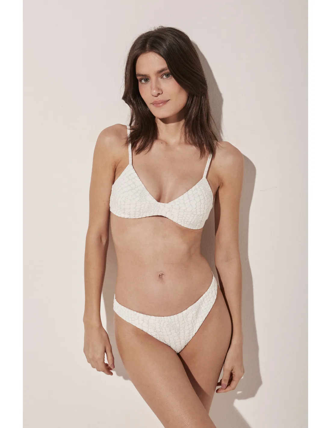 Top Bikini Fina Textura Marinha