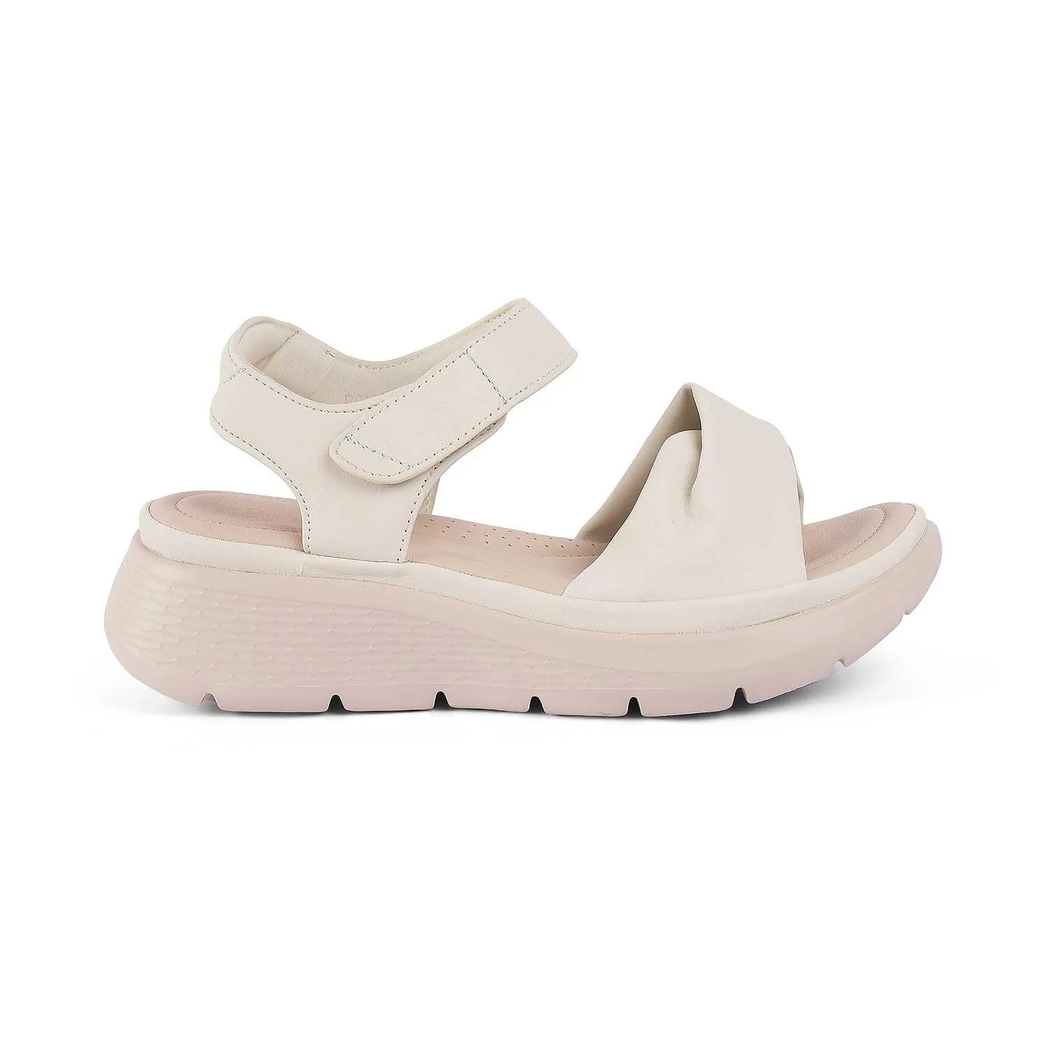 Tresmode Burze White Women's Casual Wedge Sandals