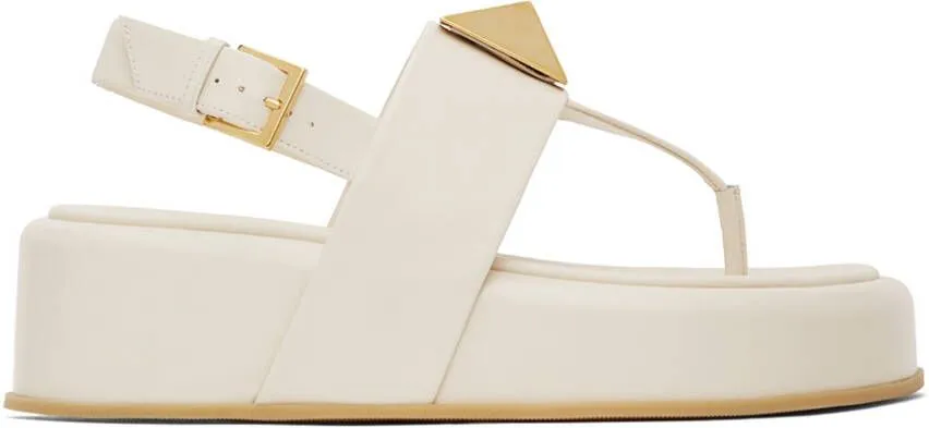 Valentino Garavani Off-White One Stud Flat Sandals