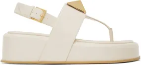 Valentino Garavani Off-White One Stud Flat Sandals