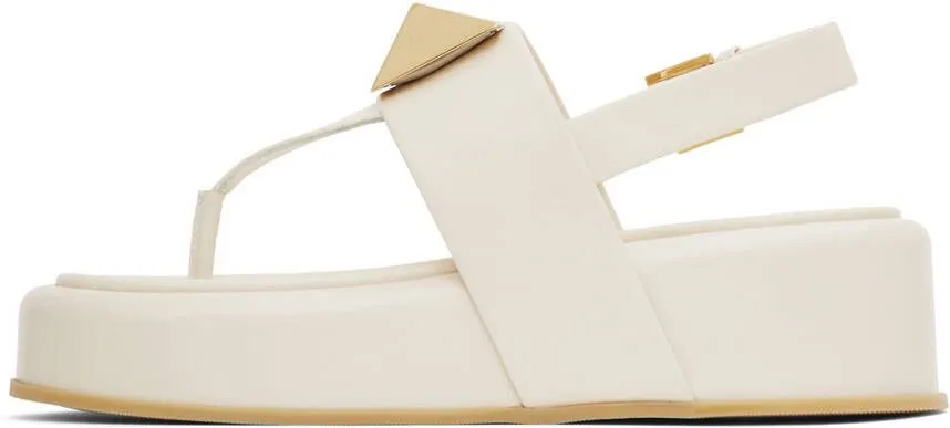 Valentino Garavani Off-White One Stud Flat Sandals