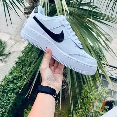 White Black Shadow Nike Air Force 1 Custom