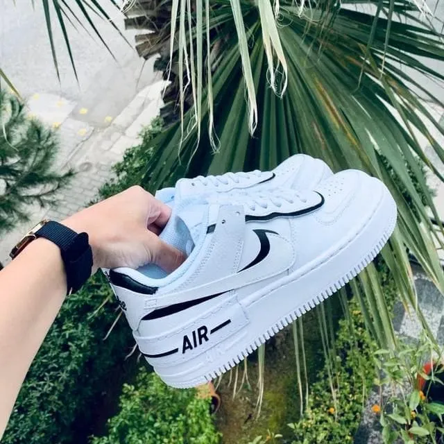 White Black Shadow Nike Air Force 1 Custom