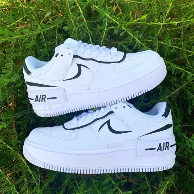 White Black Shadow Nike Air Force 1 Custom