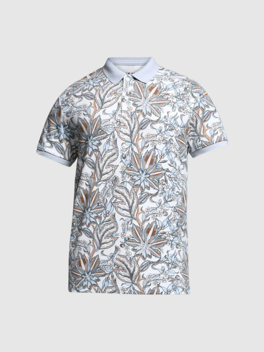 White Floral Cotton Polo