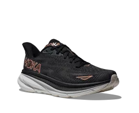 Women's Hoka Clifton 9 Color: Black / Rose Gold