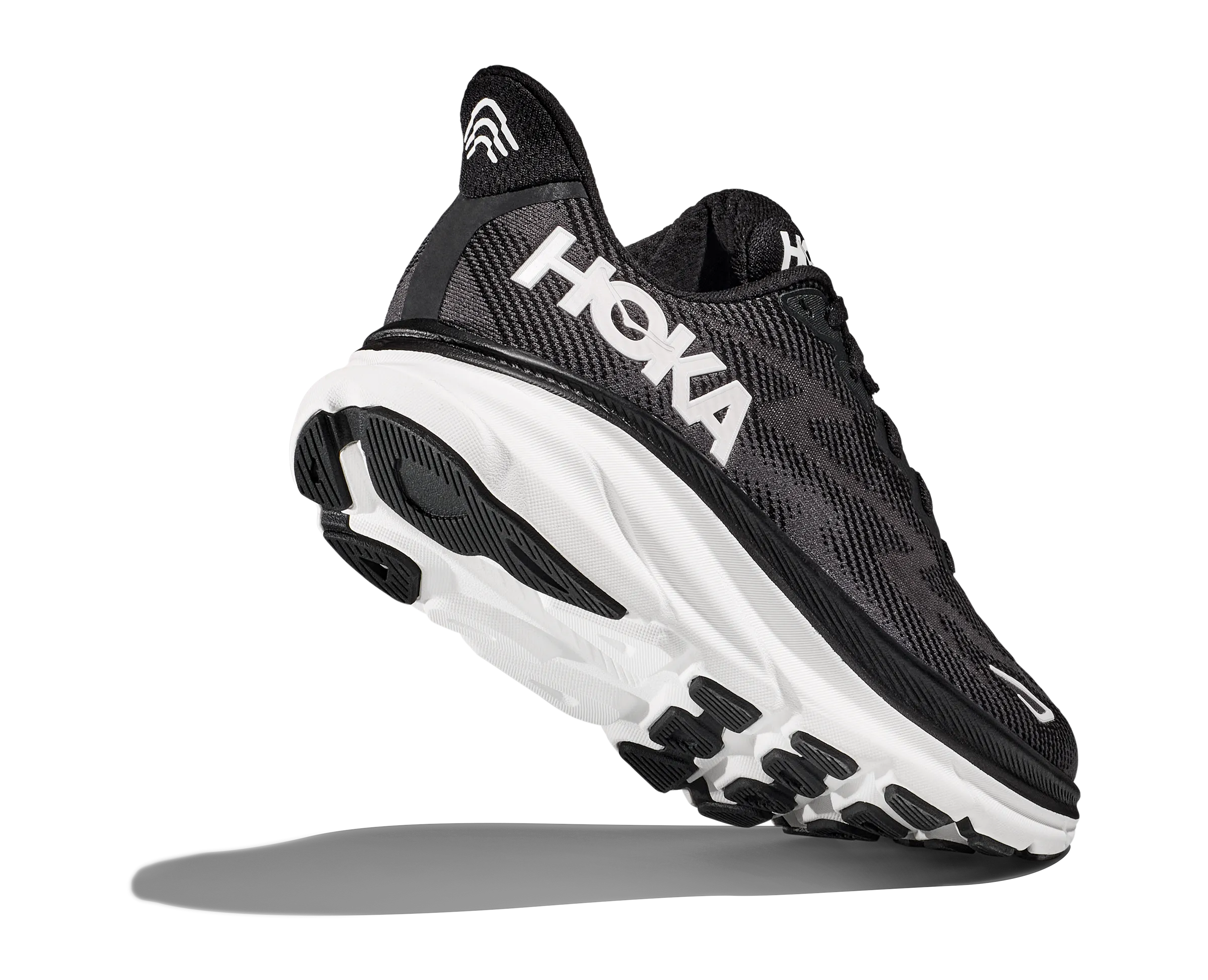 Women's Hoka Clifton 9 Color: Black/White (WIDE WIDTH)