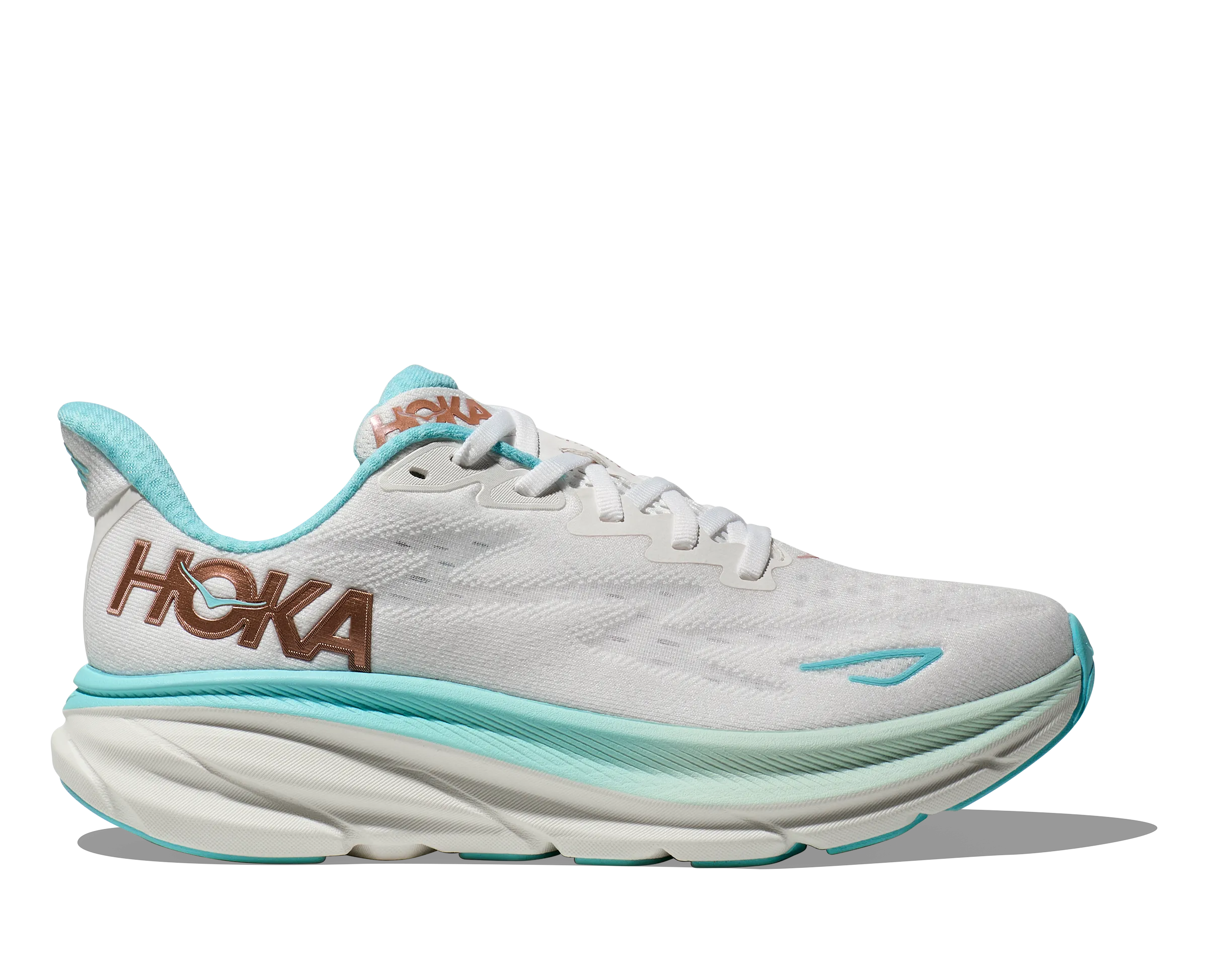 Women's Hoka Clifton 9 Color: Frost/Rose Gold (WIDE WIDTH)