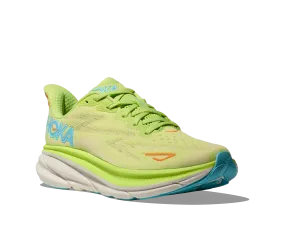 Women's Hoka Clifton 9 Color: Lettuce/ Solar Flare