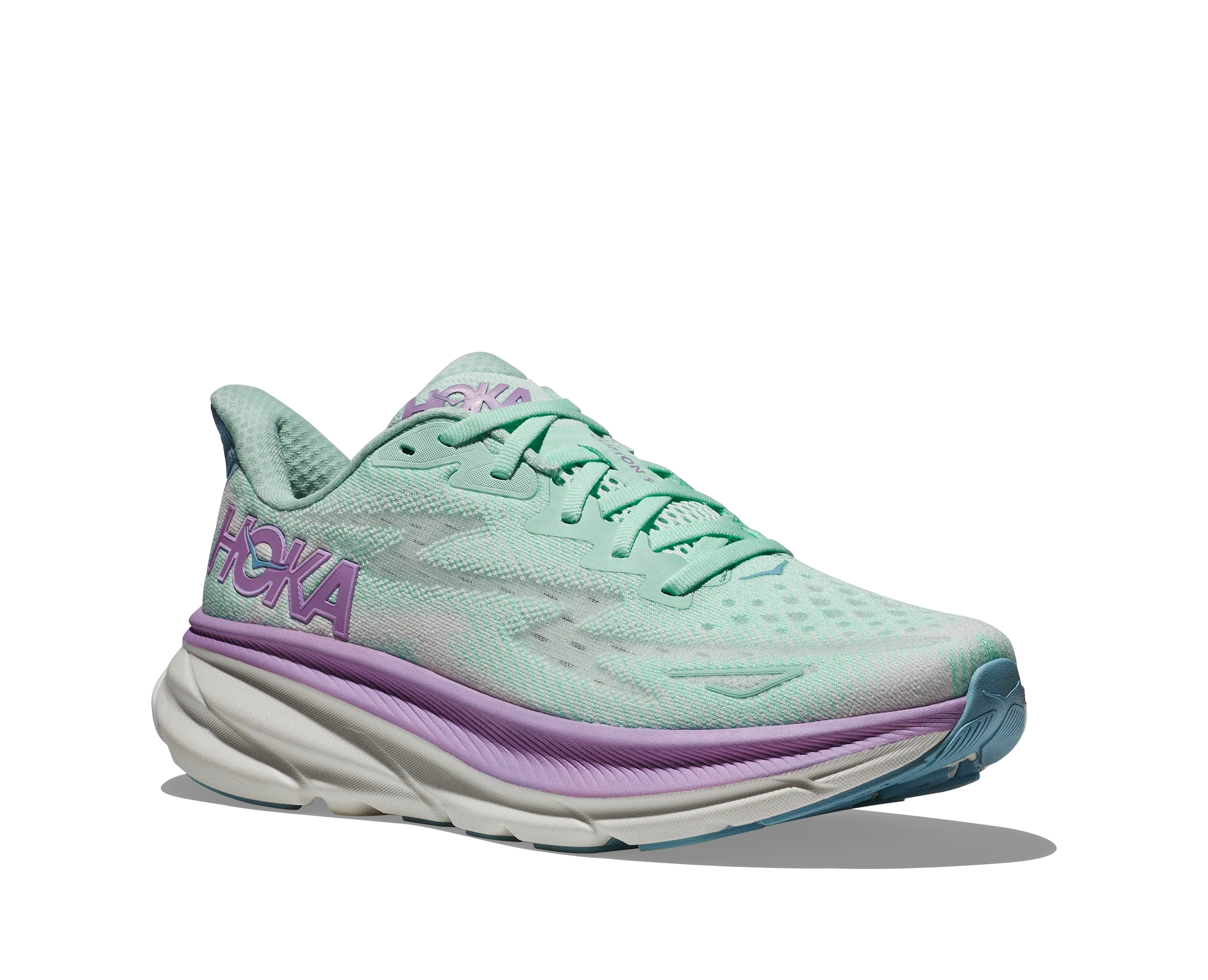 Women's Hoka Clifton 9 Color: Sunlit Ocean / Lilac Mist