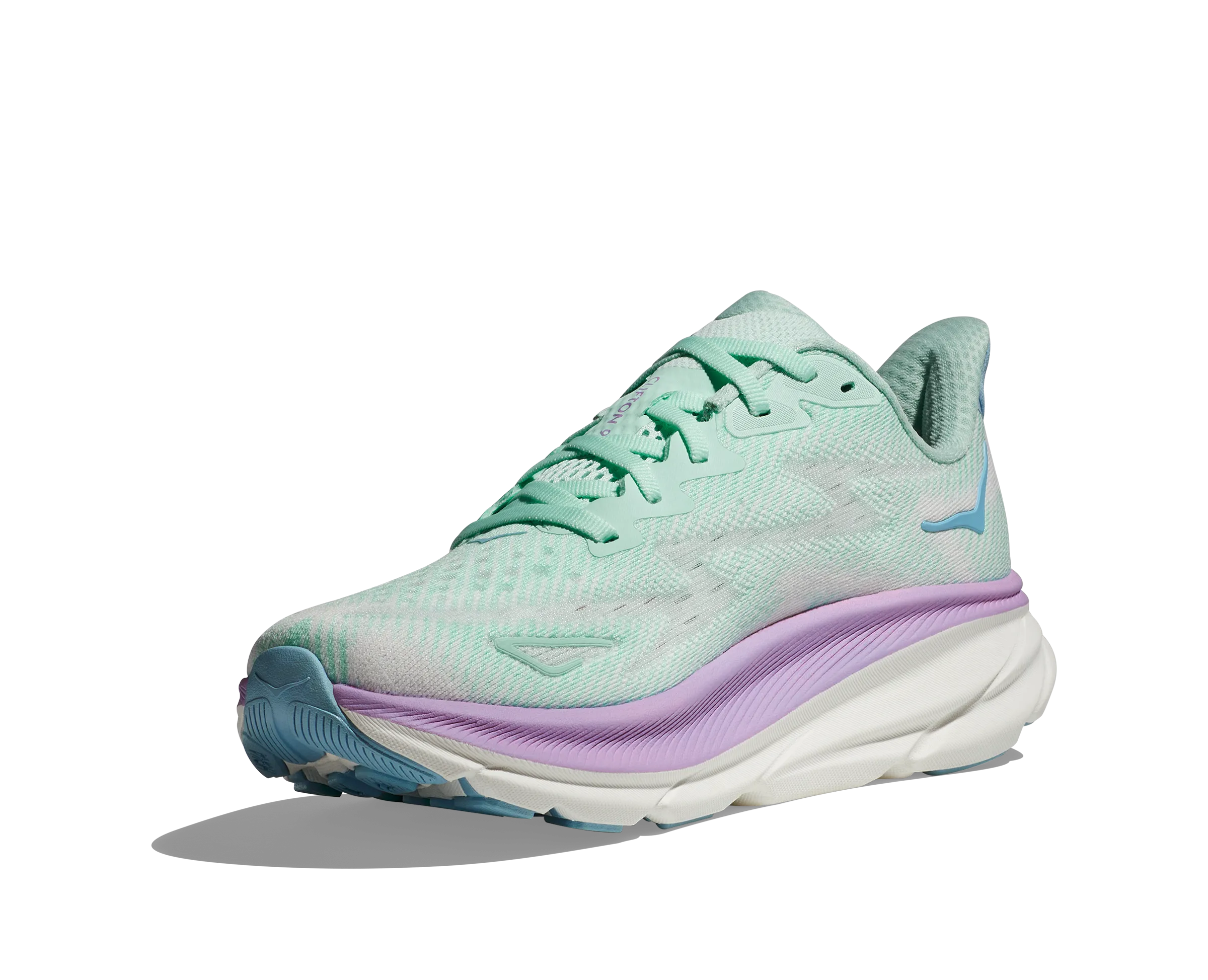 Women's Hoka Clifton 9 Color: Sunlit Ocean / Lilac Mist