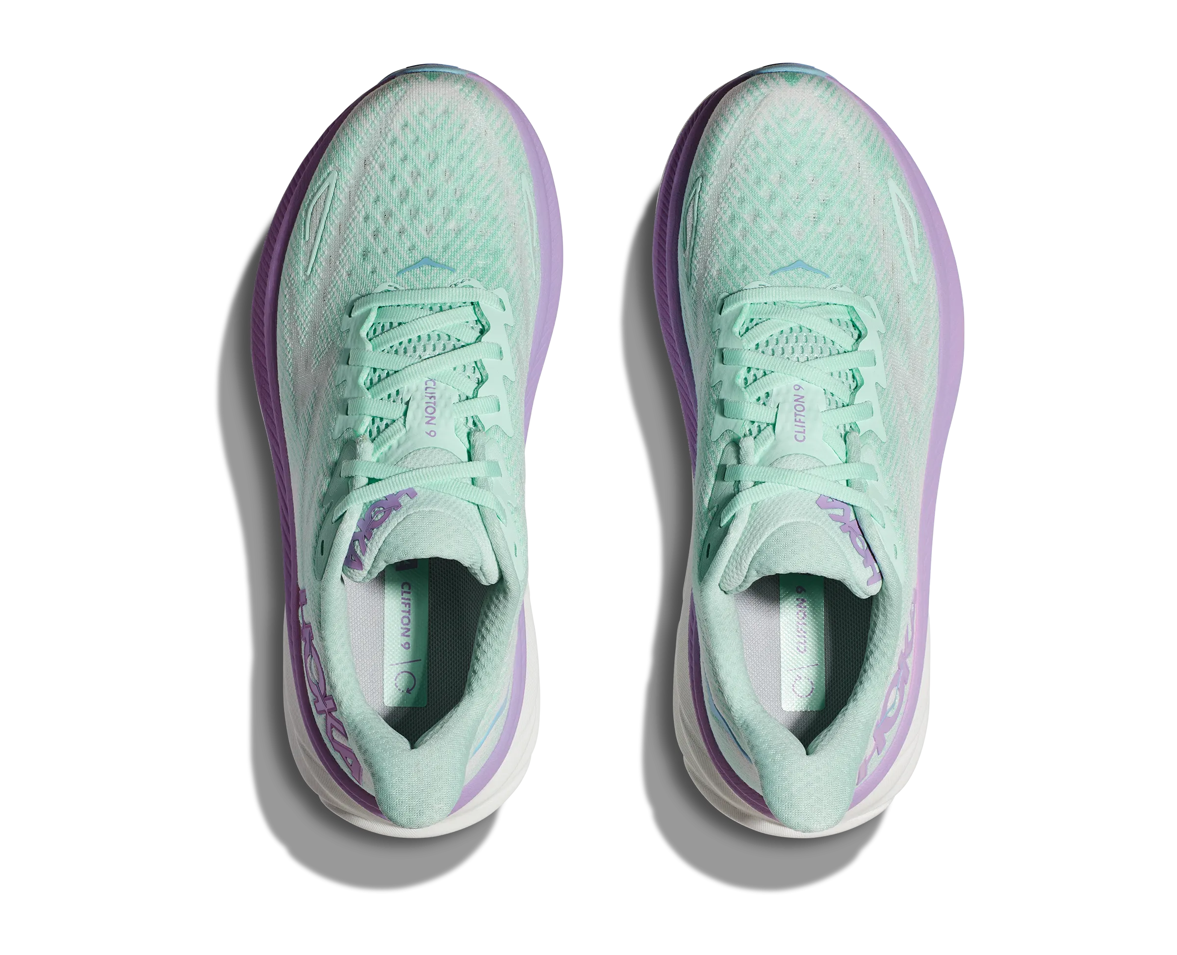 Women's Hoka Clifton 9 Color: Sunlit Ocean / Lilac Mist