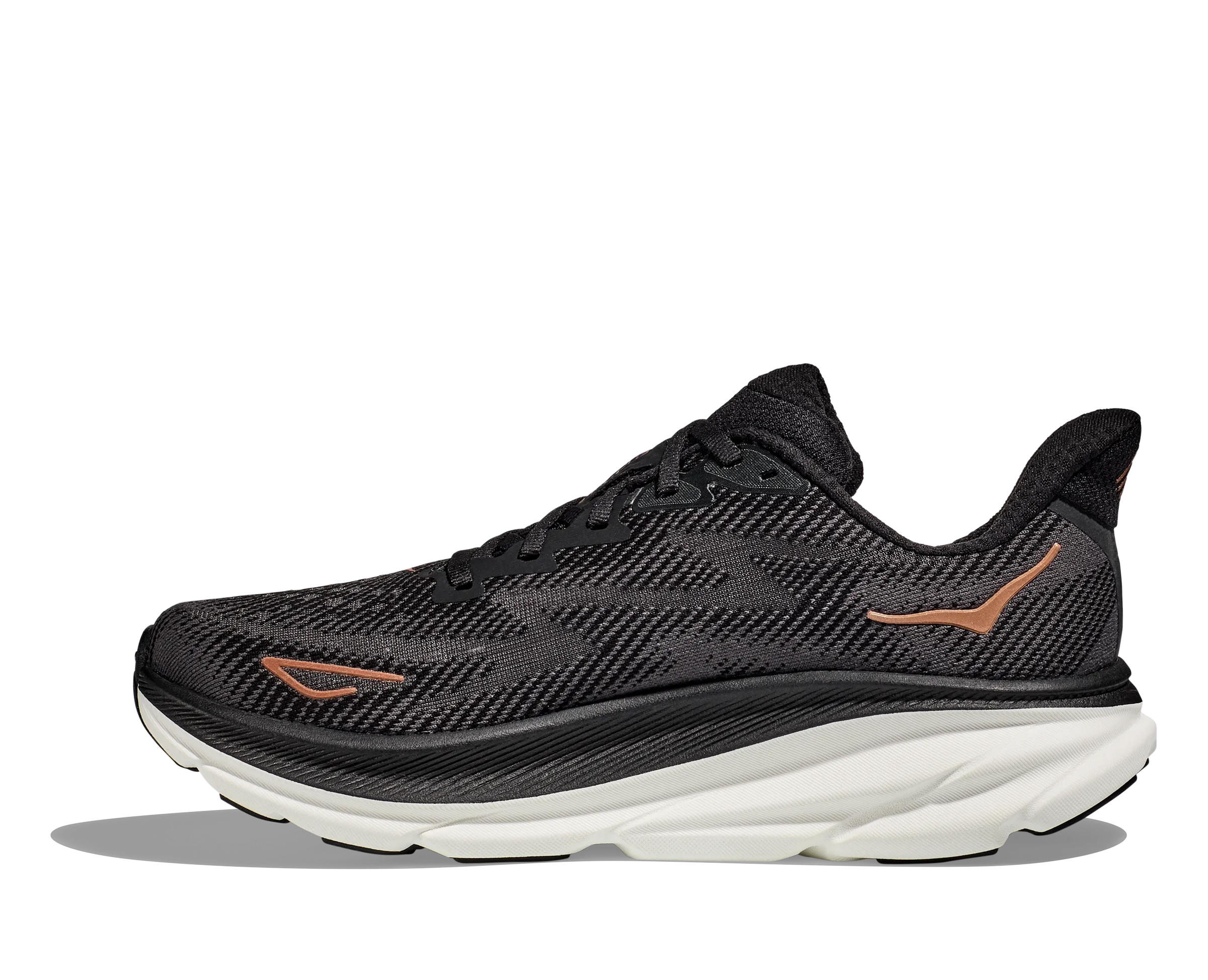 Women's Hoka One One Clifton 9 Color: Black / Copper (WIDE WIDTH)