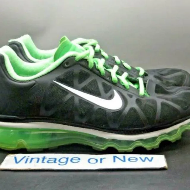 Women's nike air max+ 2011 black summit white neo lime running 429890-013 sz 7.5