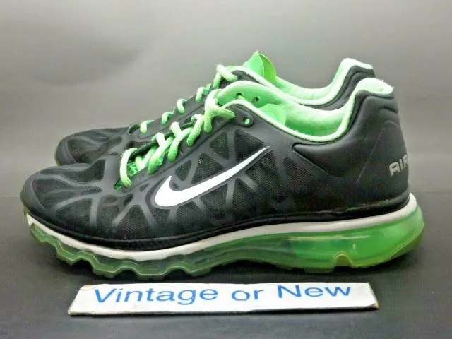 Women's nike air max+ 2011 black summit white neo lime running 429890-013 sz 7.5