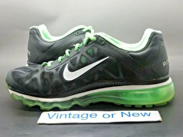 Women's nike air max+ 2011 black summit white neo lime running 429890-013 sz 7.5