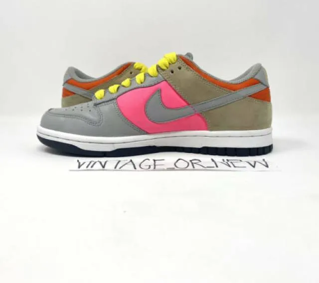 Women's vtg 2008 nike dunk low medium grey laser pink 337954-441 sz 6